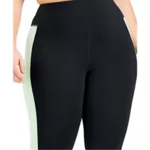 Ideology Womens Plus Size Colorblock Cropped Leggings-Womens 2X-Noir green ash - Picture 9 of 10